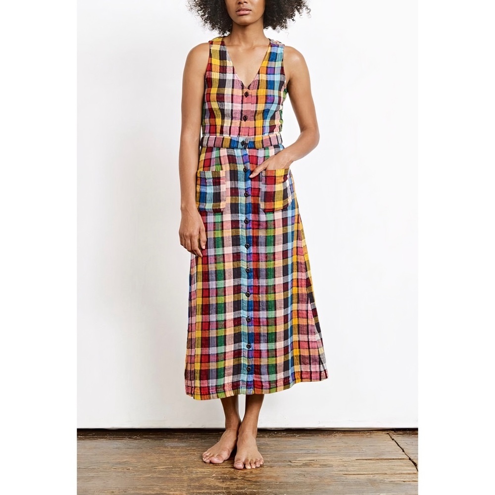 Ace & Jig Plaid Midi Sleeveless Phoebe Dress in Dream